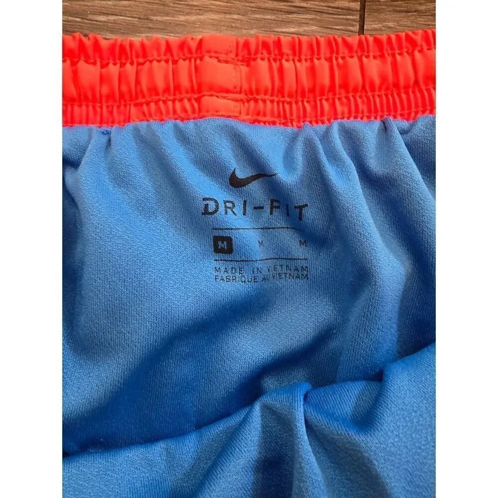 Nike Dri-FIT NeonβCoral Running Shorts Size M Blue Trim Athletic Gym Performance - Picture 3 of 7